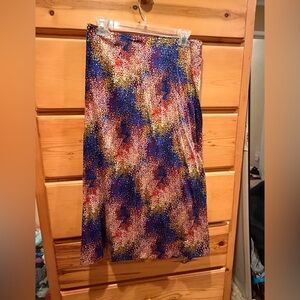 Time and Tru Women's A-Line Skirt - Blue, Red, Yellow Abstract